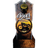 Abridor De Garrafas De Parede Decorativo Beer Pub Moto Mdf