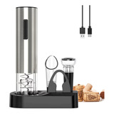 Abridor De Vinho Elétrico Inox Recarregavel Usb