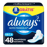 Absorvente Always Noites Tranquilas Cobertura Seca Abas 48un