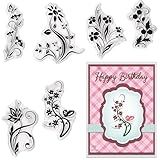 ABTOLS 6 Carimbos De Flores Transparentes Para Fazer Cartões Carimbos De Borracha Transparente Floral De Silicone Reutilizável Para Decoração De álbum De Scrapbook Faça Você Mesmo