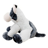 Aca Vaquinha De Pelúcia Sentada Malhada Fazendinha 34cm Cor Branca
