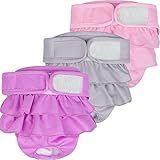 ACDOK Fraldas Para Cães Fêmeas E Filhotes- Calcinhas De Calor Para Cães Altamente Absorventes Reutilizáveis E Laváveis -Grande- Pacote Com 3- Roxo Rosa Cinza-