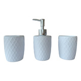Acessórios Conjunto Banheiro 3 Peças Redondo Branco Cerâmica