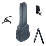 Acessórios Violão Folk C 4 Itens Capa correia afinador capo