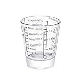 Ackers Mini Measure Vidro Pesado 32 Medidas Incrementais Copo De Shot De Medição Líquido E Seco Preto Único