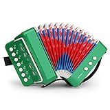 Acordeão De Botão Com 10 Teclas De Controle Inclui 3 Válvulas De Ar Fácil De Tocar Leve Ecológico Instrumento Infantil Para Desenvolvimento Na Primeira Infância Verde 