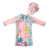 Acqua Di Mare Roupa Banho Bebê Menina Proteção Uv Com Chapéu