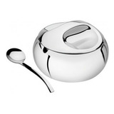 Açucareiro Aço Inox Com Tampa E Colher Tramontina 