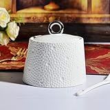 Açucareiro Bacia De Açúcar De Cerâmica Com Tampa De Café à Prova De Poeira Cubo De Açúcar Tigela De Tigela De Tempero De Tempero Lata De Chá Branco Forma De Açúcar Raquete Açucareiro Com Tampa
