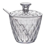 Açucareiro Com Tampa E Colher Cristal Glamour Luxo