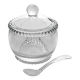 Açucareiro De Cristal Com Colher Pearl Wolff Perla 10x8x7cm Cor Transparente
