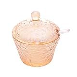 Açucareiro De Cristal Martelado Com Colher E Tampa Petra Âmbar 10cm Lyor