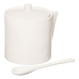 Açucareiro De Porcelana Com Colher Manhattan 300ml Cor Branco