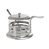Açucareiro De Vidro E Inox Com Tampa E Colher 200ml A 