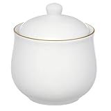 Acucareiro Design Minimalista Açucareiro Porcelana Detalhe Em Dourado 300 Ml De Capacidade Porcelana Branca Acucareiro Em Porcelana