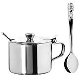 Açucareiro Em Aço Inox Com Colher Tampa E Alça Linha Luxo 450ml