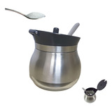 Açucareiro Em Aço Inox Inoxidável Com Colher Albema