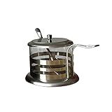 Açucareiro Em Vidro E Aço Inox Com Tampa E Colher 200ml CATERPLAN RETO 