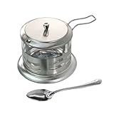 Açucareiro Em Vidro E Inox Com Tampa E Colher 200 Ml