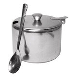 Açucareiro Luxo Com Tampa E Colher Em Aço Inox 310ml