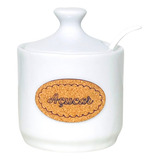 Acucareiro Porcelana Branca Porta Acucar C Colher 250gr