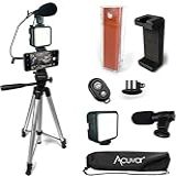 Acuvar Kit De Vlogging Para Smartphones- IPhones- Android- Tablets- DSLR- Câmeras Para Transmissão Ao Vivo Online- Videoconferência- YouTube- Instagram TikTok