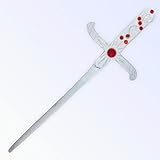 Adaga Cigana Metal Branco Com Pedra Vermelha 19cm