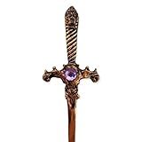 Adaga Cigana Metal Cobre Envelhecido Pedra Lilás 15 Cm