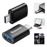 Adaptador Baseus Otg Type C 3 1 Macho Para Usb 3 0 A Fêmea Cor Preto