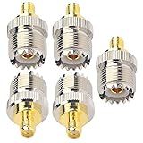 Adaptador Coaxial RF SMA Fêmea Para SO239 Fêmea UHF Jack SO 239 Conector De Cabo De Antena Para Rádio BAOFENG UV 5R Series Pacote Com 5