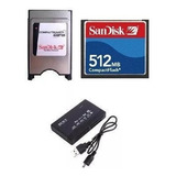 Adaptador Compact Flash Pcmcia Cf 512mb Sandisk Leitor Usb