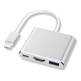 Adaptador Conversor Tipo C 3 Em 1 Usb 3 0 Hdmi E Tipo C 4k