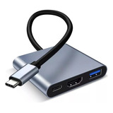 Adaptador Conversor Usb 3 0 Tipo C Para Hdmi 4k 3 Em 1