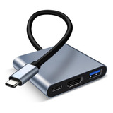 Adaptador Conversor Usb 3 0 Tipo C Para Hdmi 4k 3 Em 1