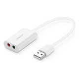 Adaptador De Áudio Externo 2 Em 1 Usb 2 0 Branco Ugreen