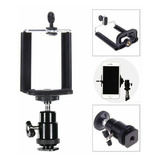 Adaptador De Celular Com Mini Cabeça Ball Head Para Câmeras Iluminadores E Tripes