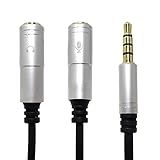 Adaptador De Fone De Ouvido Y Cabo De Extensão Divisor De 3 5 Mm Estéreo Macho Para 2 Portas 3 5 Mm Fêmea Com Microfone Separado E Fone De Ouvido De áudio Conversores Multiusos Para Fone De Ouvido De Jogos PS4 Xbox One Notebook Cinza