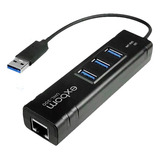 Adaptador De Rede Ethernet Rj45 Com Hub 3 Portas Usb 3 0