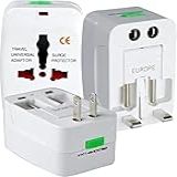 Adaptador De Tomada Universal Para Viagem Padrão Internacional Europa UK Asia EUA JP AU EU Europeu 3 Pinos Mais De 150 Países Bivolt Trava De Segurança Portátil Ajustável Super PREMIUM