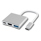 Adaptador Extensor 3 Em 1 Hdmi Tipo c Otg Usb 3 0 Pd 4k Uhd