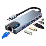 Adaptador Hdmi P Mac Multiport Usb C Hub iPad Macbook Rj45 Cor Cinza escuro