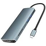 Adaptador Hub Multiportas Usb Tipo C 6 Em 1 Com Saída HDMI 4K 2 Portas USB 3 0 E 1 Porta Adicional USB Tipo C PD Além Do Leitor De Cartões SD E TF
