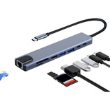 Adaptador Hub Para Notebook Macbook 8 Em 1 Usb c Hdmi Rj45