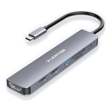 Adaptador Hub Usb Hdmi 3 0 Lention Ce18hcr Dongle 7 Em 1 Tipo c 100w Cor Cinza Espacial