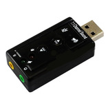 Adaptador Placa De Som Usb 7 1 Entrada P2 Fone E Microfone Cor Preto