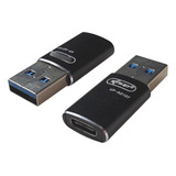 Adaptador Plug 3 1 Tipo C Fêmea Para Usb 2 0 Macho Knup Cor Preto