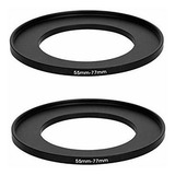 Adaptador Step up 55 77mm 2 Pcs Para Filtros De Câmera