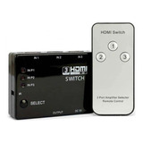 Adaptador Switch Hdmi 3 Portas Seletor 3d Tv 3x1 Controle