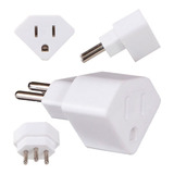 Adaptador Tomada Americano X Brasileiro 3 Pinos 10a Branco