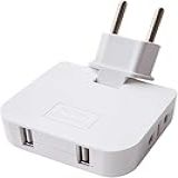 Adaptador Tomada Benjamin Articulado Em T Reforçado Com 2 Entradas USB E 2 Entradas 10A - 250v 180- Giratório- Compacto E Portátil- Ideal Para Viagens- Escritórios E Residências